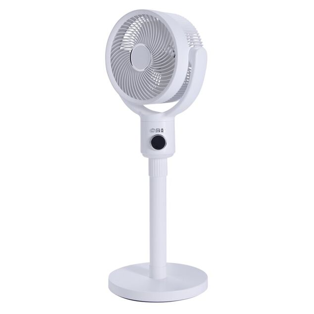 Ventilateur sur pied 35W rond orientable digital avec t&eacute;l&eacute;commande blanc &Oslash;29xH100cm
