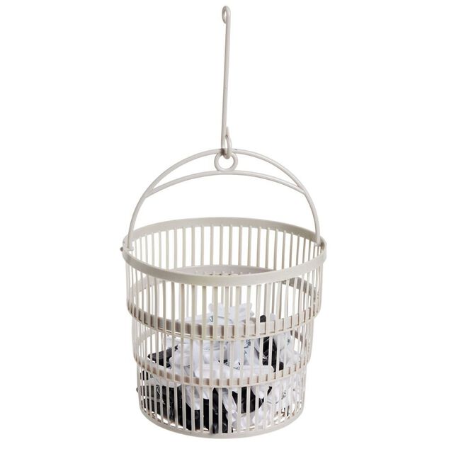 Panier avec 50 pinces &agrave; linge blanc - &Oslash;20xH.17cm