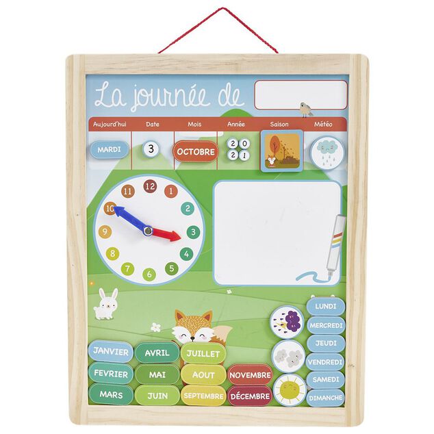 Tableau organisation enfant activit&eacute;s responsabilit&eacute;s en bois