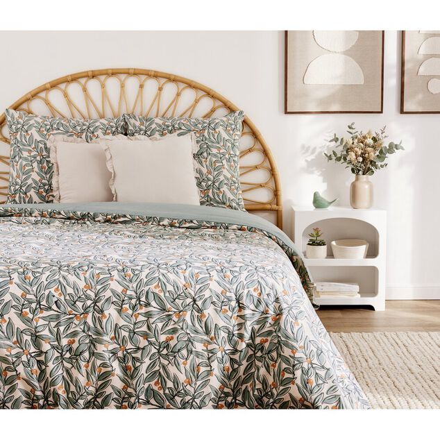 Parure de lit 2 personnes 240x220cm coton fleuri (2 mod&egrave;les)