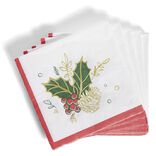 Serviette papier No&euml;l motif houx blanc et rouge x20