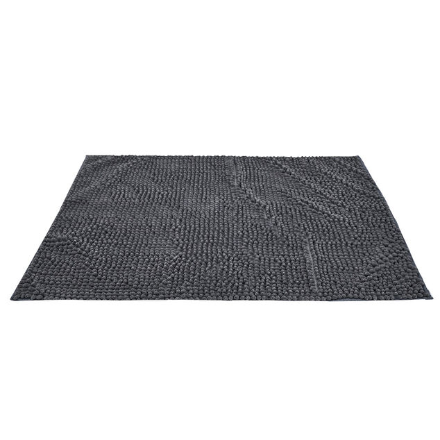 Tapis de salle de bain chenille gris 80x50 cm