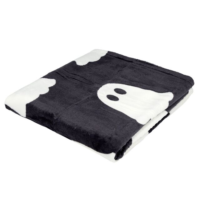 Plaid Halloween motif fant&ocirc;me et citrouille 130x160cm (2 mod&egrave;les)