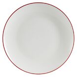 Assiette dessert porcelaine blanc liser&eacute; rouge &Oslash;20cm