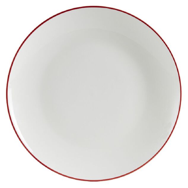 Assiette dessert porcelaine blanc liser&eacute; rouge &Oslash;20cm