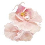 Pince cheveux plastique perle nacr&eacute;e fleur orchid&eacute;e rose L12cm