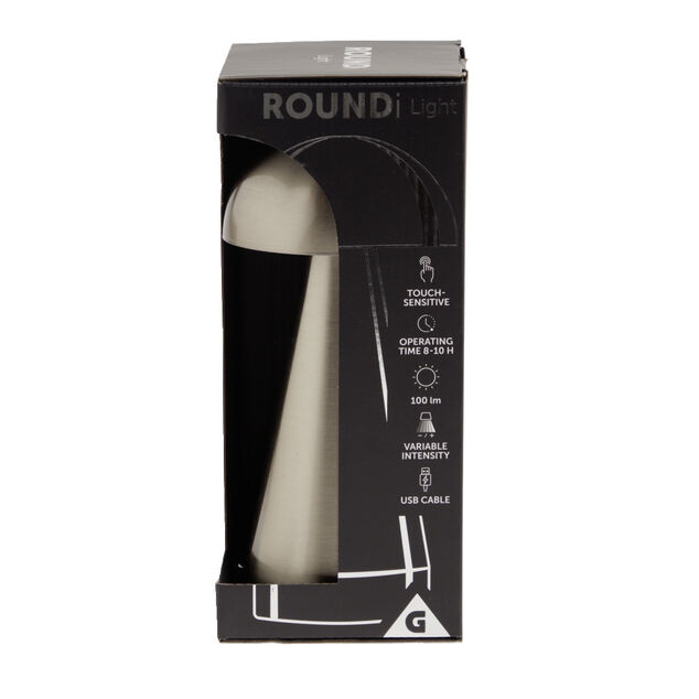 Lampe de table Roundi USB tactile grise Ø9,5xH22,5cm
