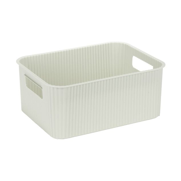 Pani&egrave;re de rangement 10L rectangulaire plastique blanc 35x26,5xH12,5cm