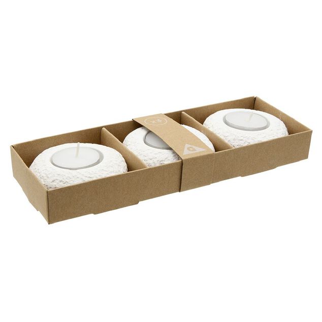 Galet rond en ciment beige avec bougie x3