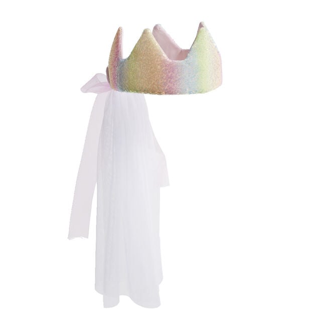 Couronne rose avec voile pour d&eacute;guisement fille L47,5cm