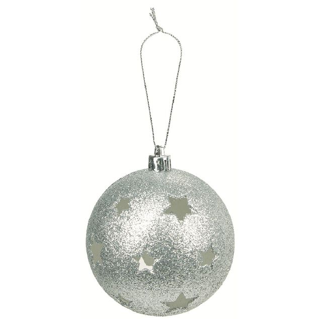 Boule de No&euml;l brillante motif &eacute;toil&eacute;e ajour&eacute;e