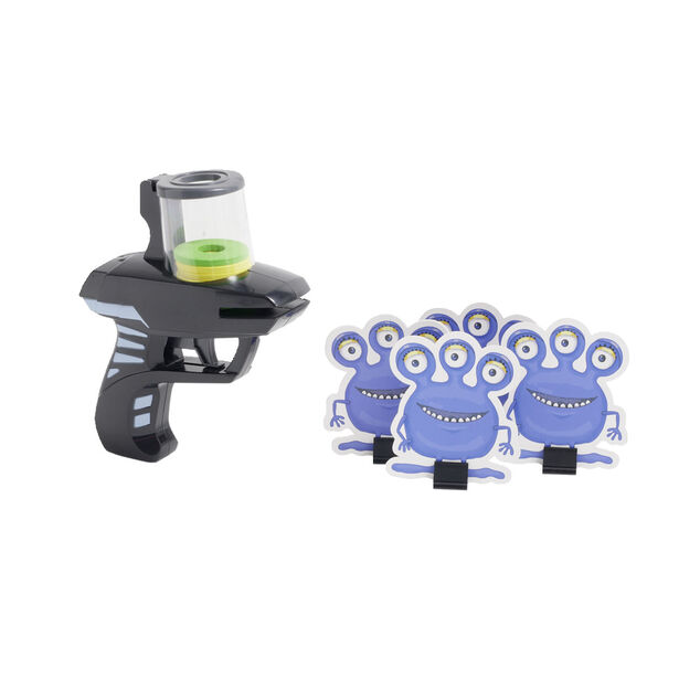 Pistolet tir rapide rondelle mousse x10 avec cible extraterrestre x4