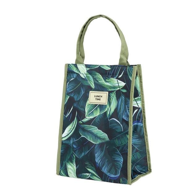 Sac isotherme 13L motif feuillage exotique vert 24x15xH33cm