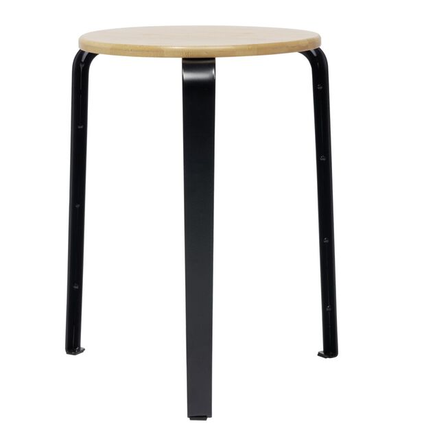 Tabouret en bambou et m&eacute;tal Jack noir naturel L.30 x P.30 x H.45 cm