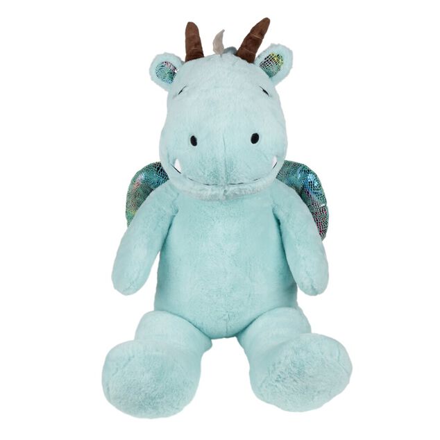 Peluche dragon polyester 100x40x30cm bleu