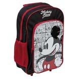 Sac &agrave; roulettes enfant Mickey Mouse rouge et noir H41cm