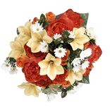 Piquet de rose lys pivoine paquerette jaune fleur artificielle H43cm