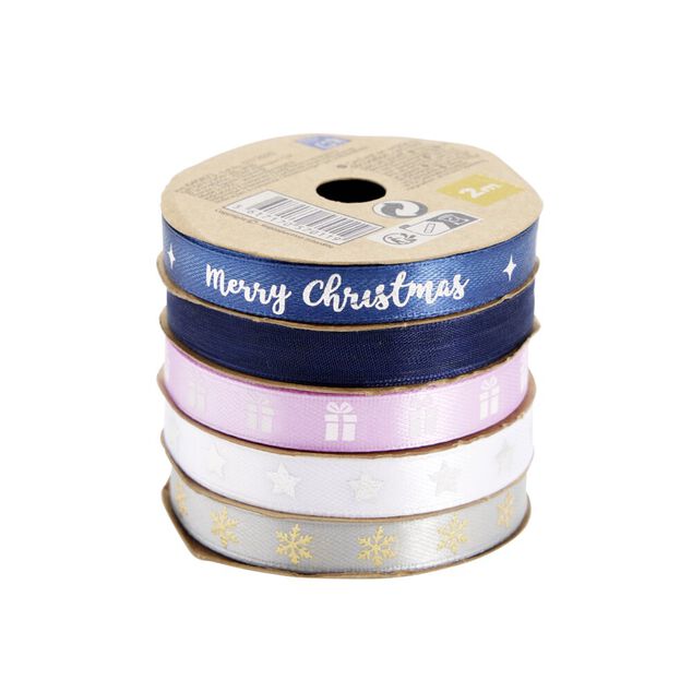 Ruban No&euml;l x5 en tissu th&egrave;me bor&eacute;al 2m