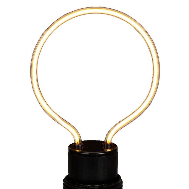 Ampoule LED E27 néon forme ampoule ronde jaune H15,5cm
