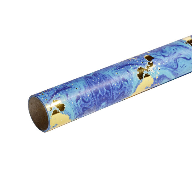 Papier cadeau kraft 1,5m tons bleut&eacute;s (4 mod&egrave;les)