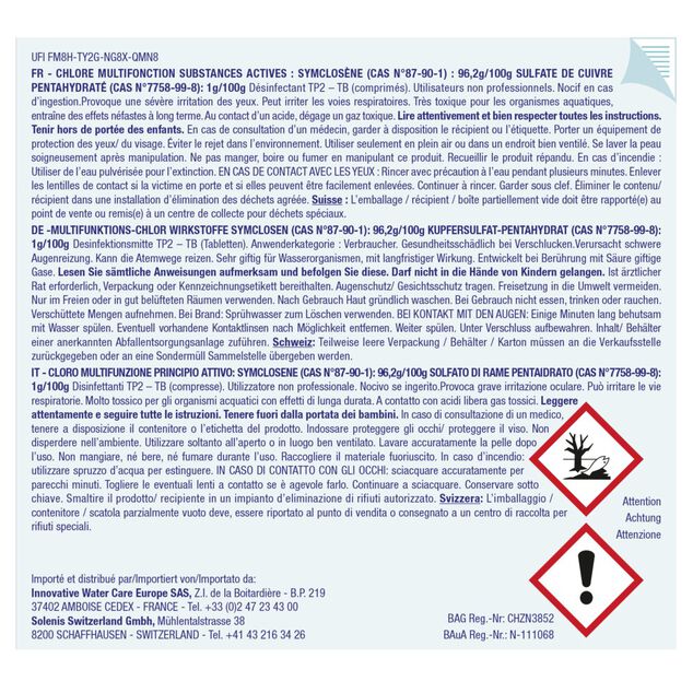 Chlore multifonctions pastille 20g Marina 1,2kg