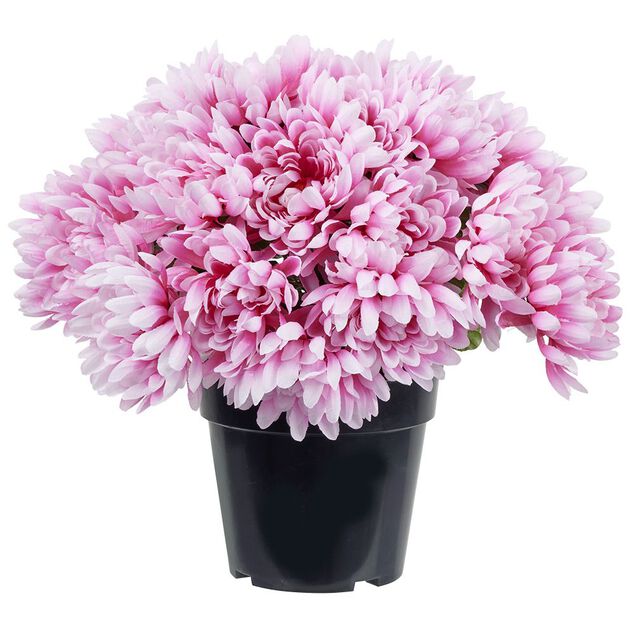 Chrysanth&egrave;me artificiel rose dans pot 29 t&ecirc;tes