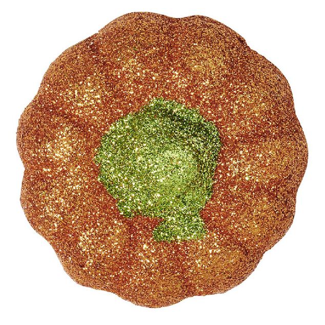 Citrouille paillet&eacute;e orange et vert Halloween x4