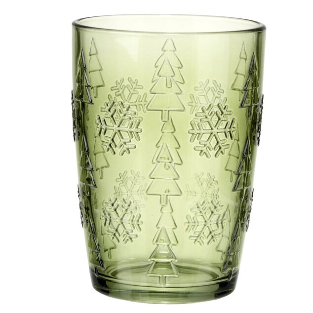 Verre X4 motif relief verre 350 ml &Oslash;8XH12 cm vert