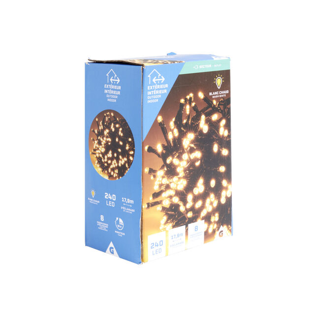 Guirlande lumineuse ext&eacute;rieur 240LED blanc chaud 17,9m