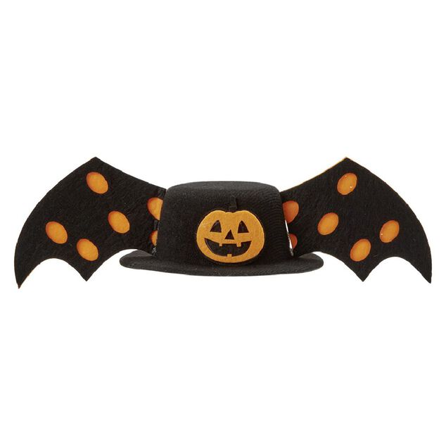 Chapeau chien avec ailes de chauve souris motif citrouille Halloween