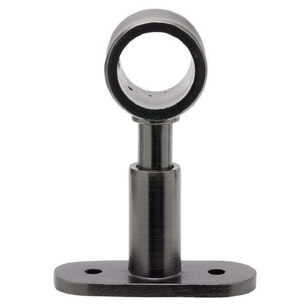 Support court m&eacute;tal gris pour tringle &agrave; rideau &Oslash;2xL11,4cm