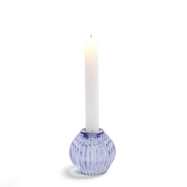 Bougeoir rond verre bleu &Oslash;7,5xH7,5cm
