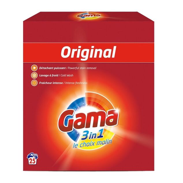 Lessive poudre Gama 3en1 25 lavages 1,6kg