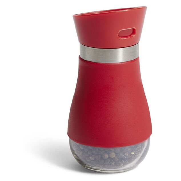 Salière et poivrière 130ml verre et plastique rouge