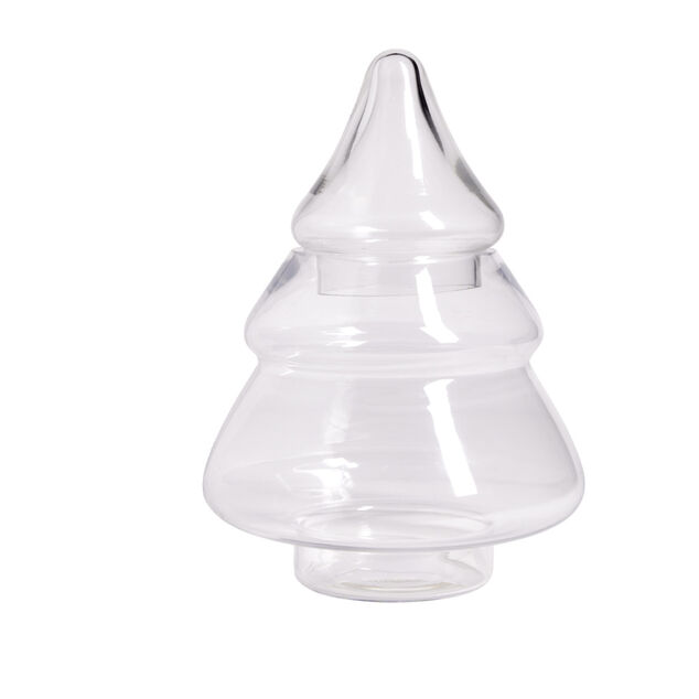 Bonbonni&egrave;re en verre forme sapin &Oslash;19,5xH28cm