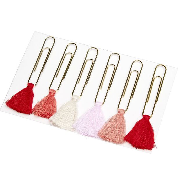 Trombone fantaisie couleur or &agrave; pompons cama&iuml;eu de rouges x 6
