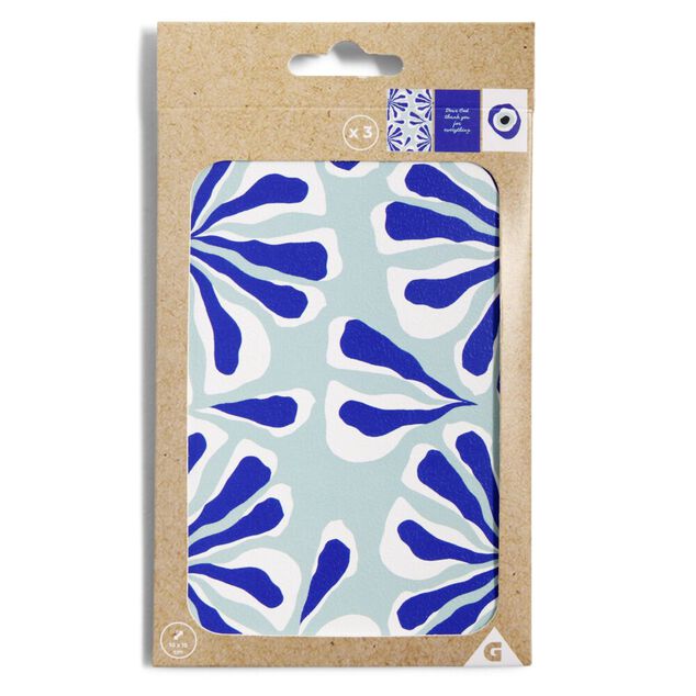 Lot de 3 affiches papier bleu et blanc 10x15cm