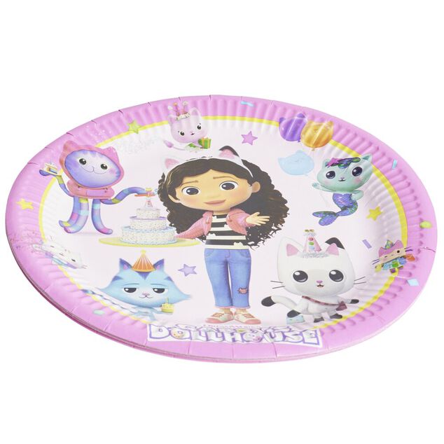 Lot de 8 assiettes rondes en carton Gabby's Dollhouse roses &Oslash;22,5cm