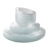 Service vaisselle en verre transparent 18 pièces pour 6 personnes