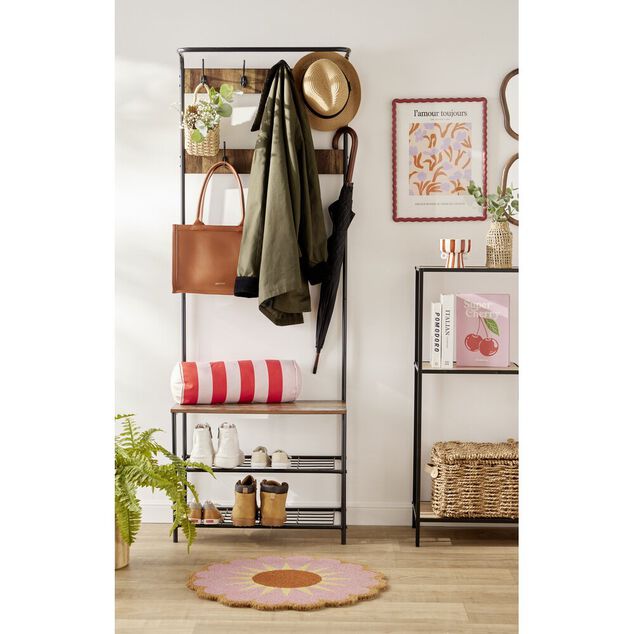 Paillasson coco rond forme fleur &Oslash;60cm (2 mod&egrave;les marron ou rose)