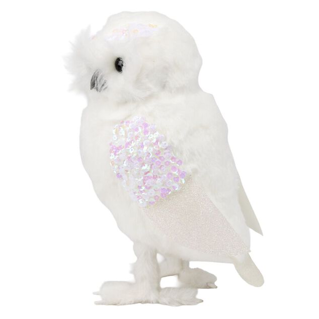 Animal de No&euml;l blanc brillant &agrave; poser H20cm (2 mod&egrave;les)