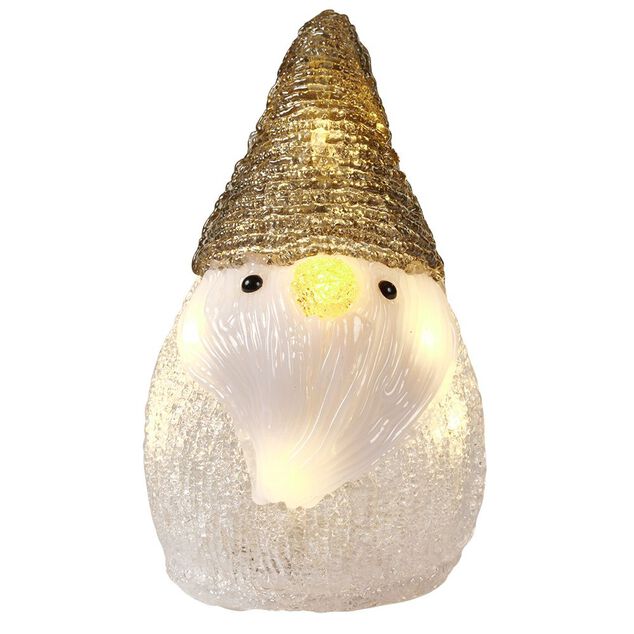 P&egrave;re-No&euml;l lutin lumineux acrylique H17cm 10 LED blanc chaud