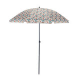 Parasol rond centr&eacute; inclinable Sun motif feuillage UPF30+ &Oslash;160xH195cm