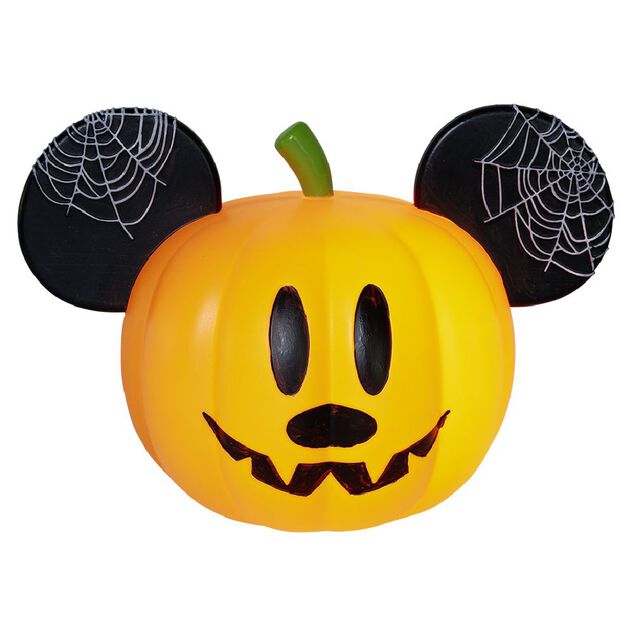 Citrouille Disney Mickey &agrave; LED orange et noir L30xH18cm - grand mod&egrave;le