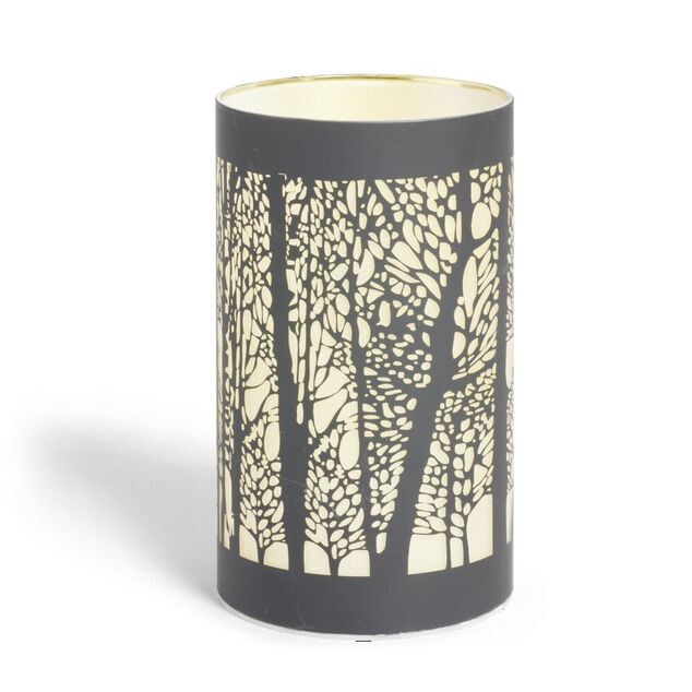 Lanterne LED motif for&ecirc;t en verre noir &Oslash;9xH15cm