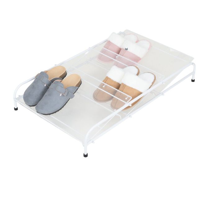 Range-chaussures 6 paires m&eacute;tal blanc 80x50xH11,5cm