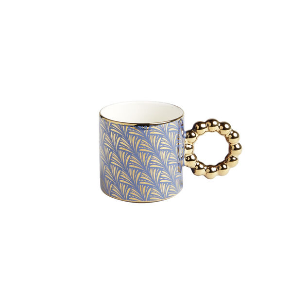 Lot de 2 mugs 30cl design chic bleu fonc&eacute; et dor&eacute;