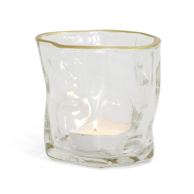 Vase verre froiss&eacute; transparent &Oslash;7,5xH7,7cm