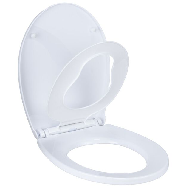 Abattant WC enfant adulte avec r&eacute;ducteur 37x45cm taille universelle blanc uni