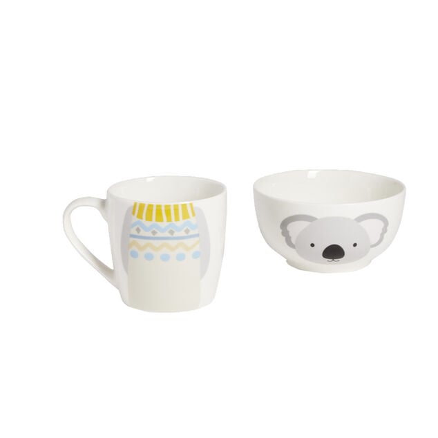 Ensemble bol et mug en porcelaine motif enfant motif koala H15cm